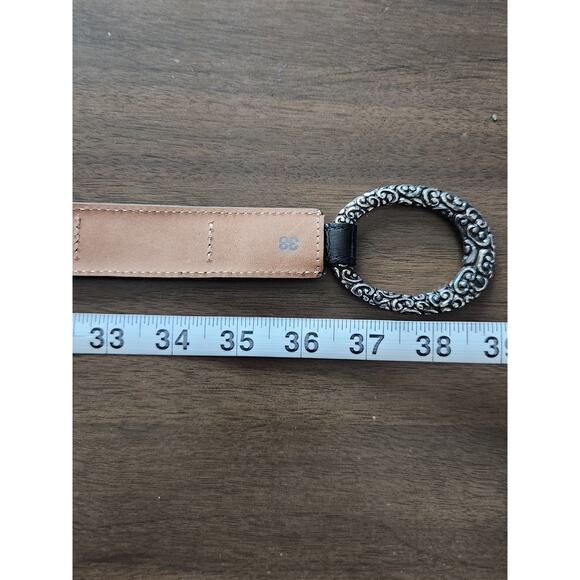 Brighton Black Patent Leather Croc Embossed O Ring Hook Belt women's Size 38 - Picture 4 of 6